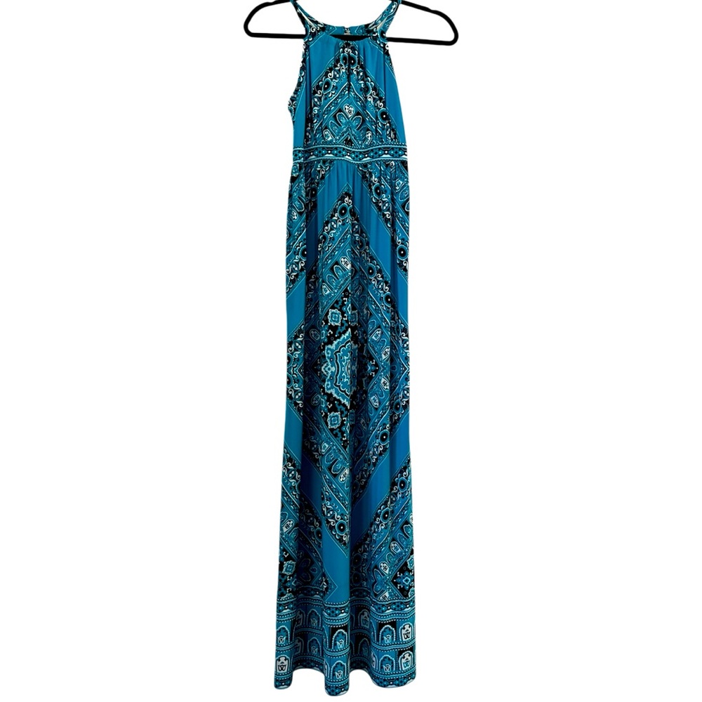 INC  International Concepts Blue Strapless Sundress with Black Accents